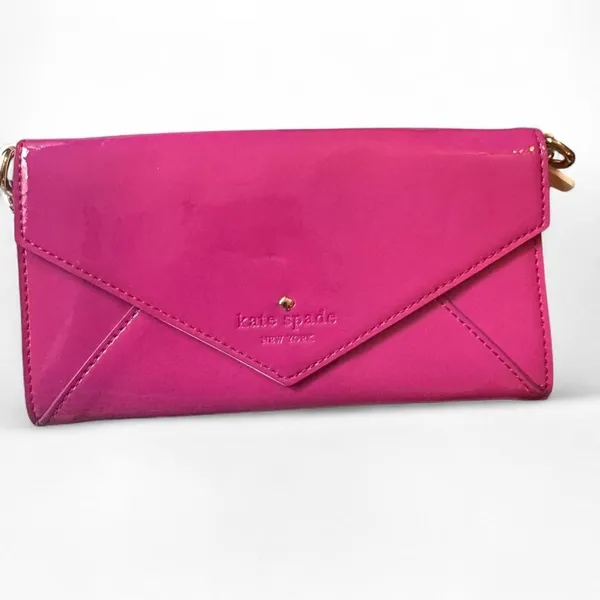 Kate Spade New York Pink Patent Leather Envelope Crossbody Clutch Chain Strap - Image 3