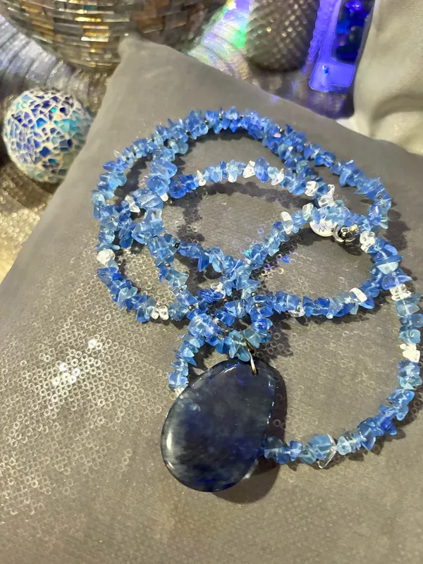 Blue Quartz Statement Necklace – Hand-Strung, One of a Kind - Image 7