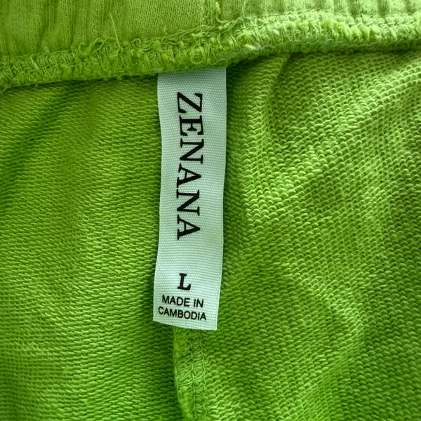Zenana Dip Dye Ombre Green Pull On Sweat Shorts Size Large Casual - Image 5