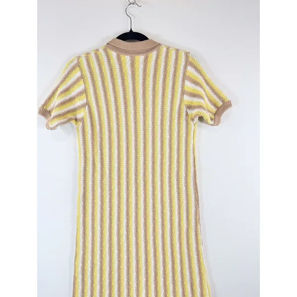 Rue Stiic Womens Dress Yellow Mini Sweater V Neck Striped Short Sleeve Size XS - Image 8