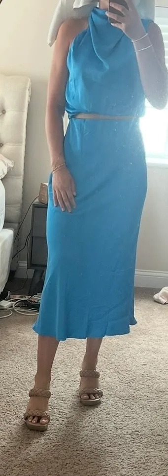 2 Piece Satin Set Blue Size M - Image 6