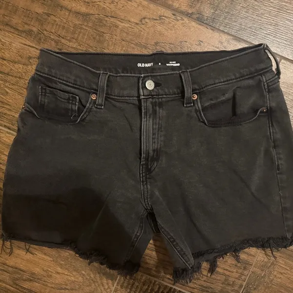 Old Navy Black Womens Jean Shorts Mid-Rise Boyfriend Denim Shorts Size 8 EUC - Image 4