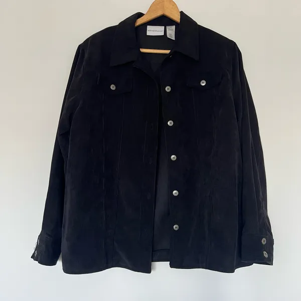 Vintage Western Black Corduroy Button Down Shirt Shacket - Image 2