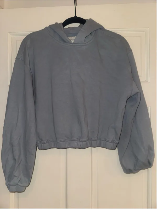 Women's Abercrombie & Fitch Cropped Hoodie Blue Size S - Image 2