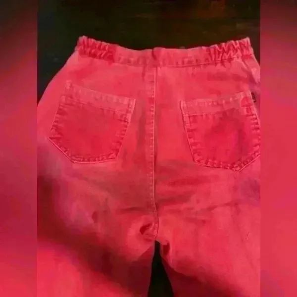 Vintage Retro Red Faded Denim Heart Dors Ankle Jeans 80s 90s‎ Western Pants - Image 4