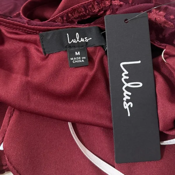 Lulus Velvet Floral Cropped Corset Tank Top in Burgundy size Medium NWT - Image 5