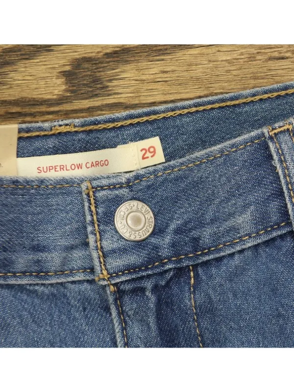 Levi's Womens Superlow Loose Snap Zip Fly Jeans 94417325 All Over Blue 29X32 - Image 5
