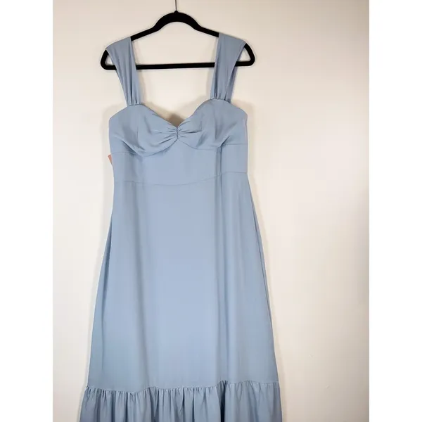 NWT BHLDN Dress Blue Munroe Georgette Maxi Off Shoulder Formal Bridesmaid Sz 14 - Image 3