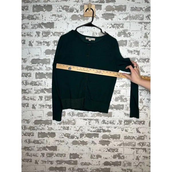 Loft | women green faux button sweater wool blend - Image 6
