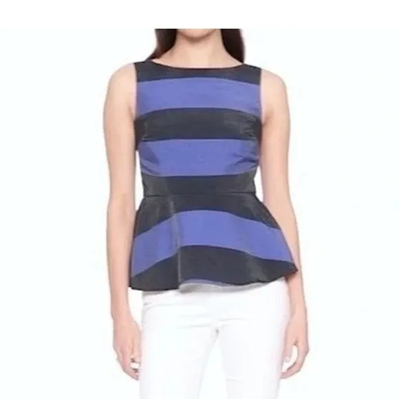 Banana Republic‎ Womens Blue Navy Striped Peplum Sleeveless Top Size 6 NWT - Image 12
