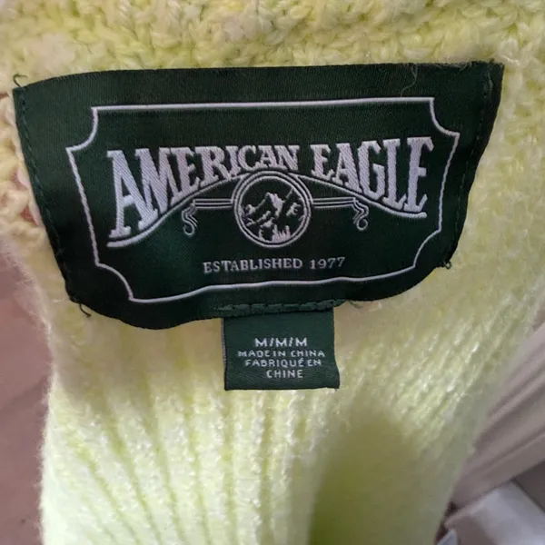 American Eagle Bright Citron Crewneck Sweater Yellow Sz M - Image 6