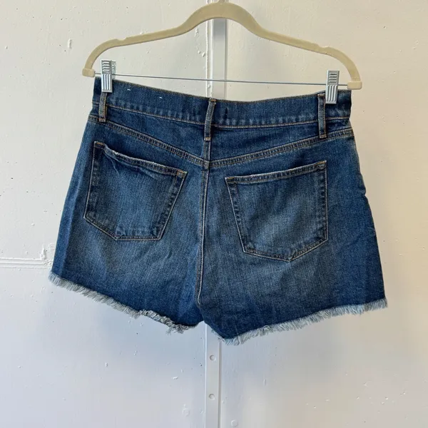 LOFT High Rise Raw Hem Denim Shorts Dark Wash Blue Size‎ 6 28 Summer Casual - Image 2