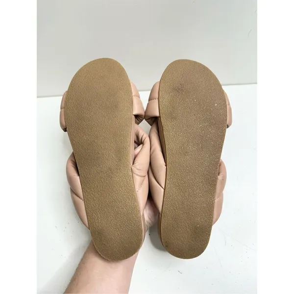 Steve Madden Sandals Womens Size 9 Nude Open Toe Crisscross Slip On‎ Slides - Image 10