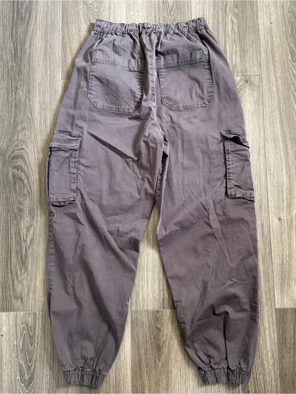 Garage Grey Cargo Drawstring Jogger Pants Size Small Indie Casual Utility - Image 4