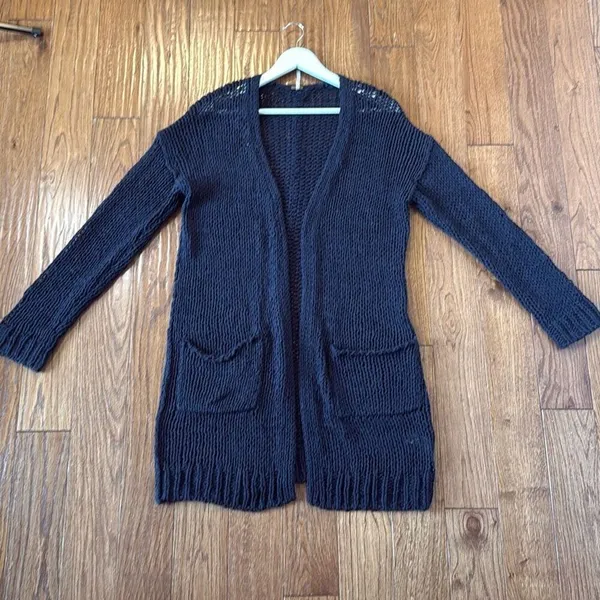 Free People Simply Sienna open knit longline cardigan navy M - Image 8