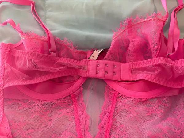 Victoria's Secret Neon Pink Lace Bodysuit Chemise - Image 4