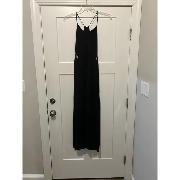 Umgee Black Halter Maxi Dress Women's Size Medium Sleeveless Boho Resort Vacay - Image 7