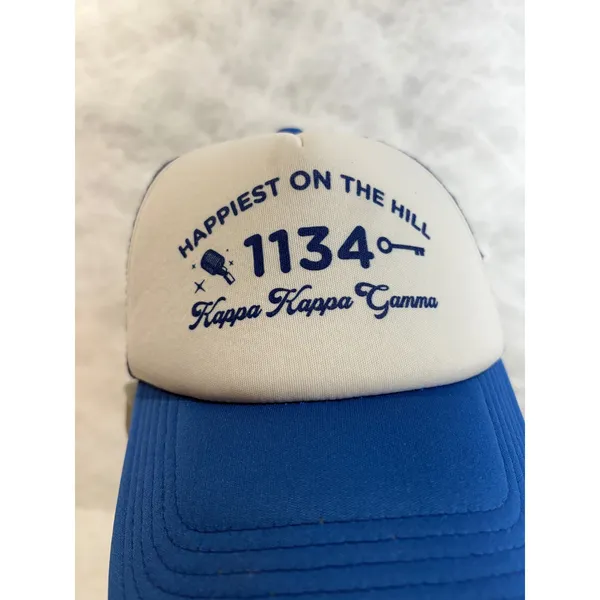 Kappa Kappa Gamma Sorority Trucker‎ Hat Blue White Happiest on the Hill Snapback - Image 2
