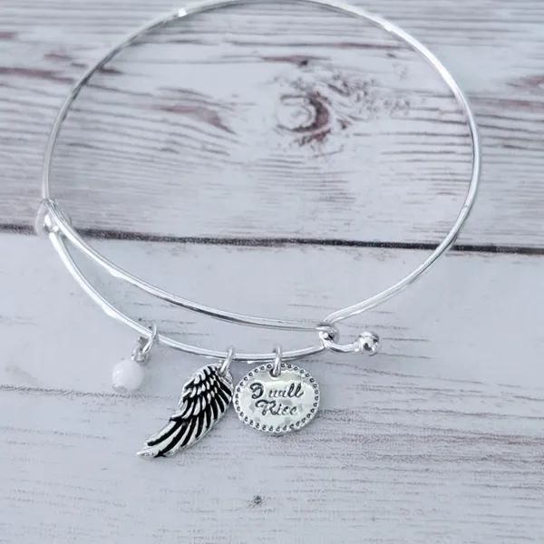 "I Will Rise" Silver Tone Charm Bracelet - Image 2