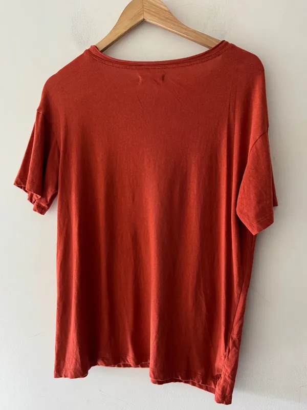 Madewell Rust Orange‎ Red Softfade Cotton Oversized Pocket Tee NA459 - Image 3