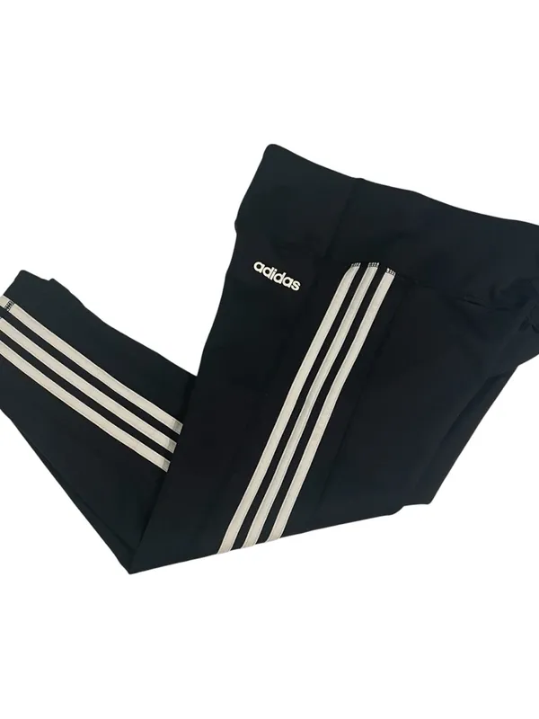 Adidas Climalite Capri Legging 3 Stripe Black Pocket Athletic Womens M Running - Image 3
