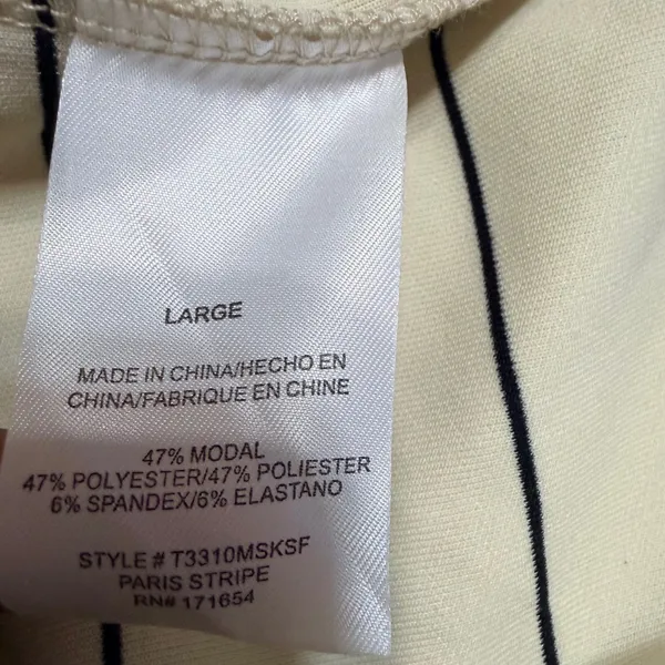 Thread & Supply Paris Stripe Sleeveless Quarter Zip Sweatshirt Cream Navy Large - Image 5