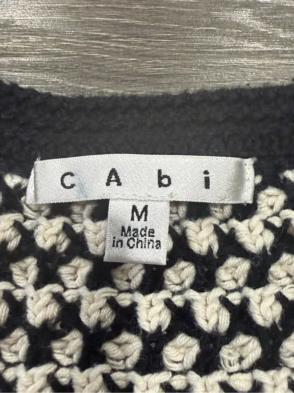 Cabi Coco Women’s Cardigan Sweater Black & White Waffle Knit Button Size Medium - Image 3