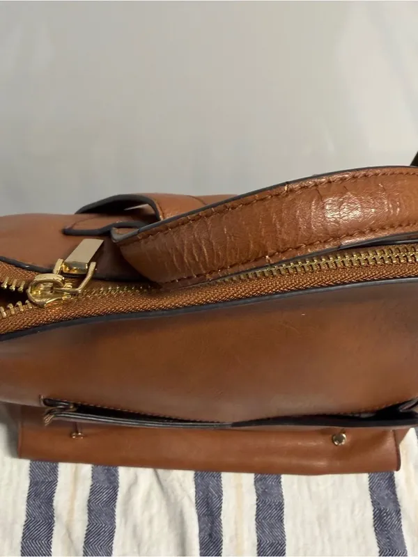 Dune London Tan Leather Backpack with Front Pocket - Image 3
