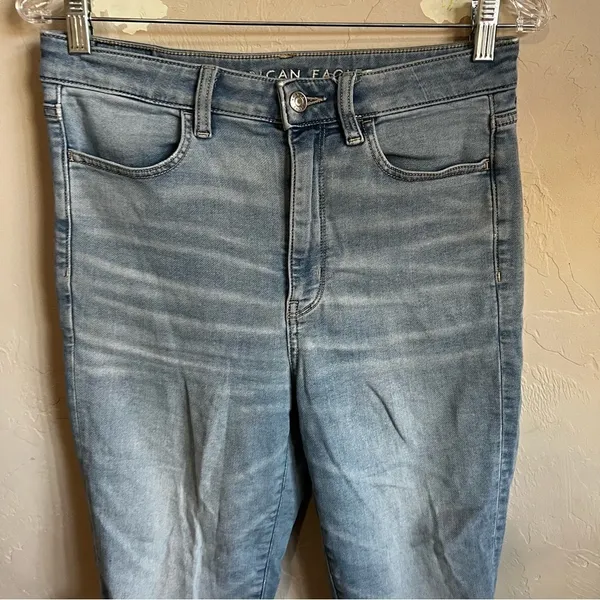 AEO Next Level Stretch Highest Rise Jegging‎ Crop Raw Hem Denim Jeans - Image 2