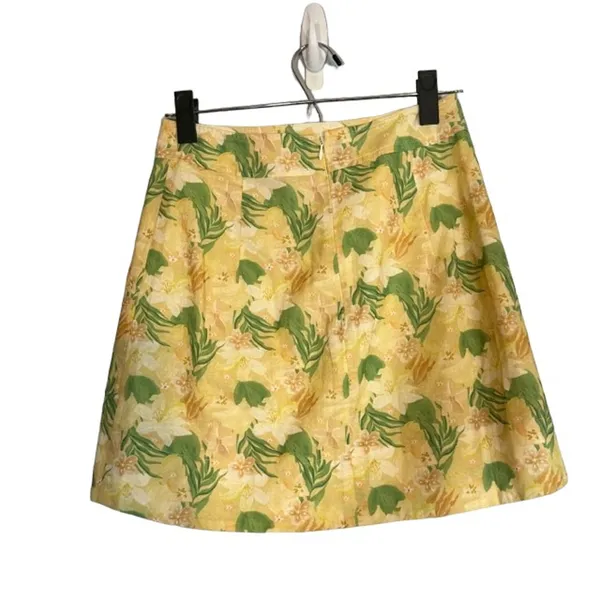 ASTR The Label Women’s Yellow Multicolor Floral Leaf Print Mini Skirt Size Small - Image 2