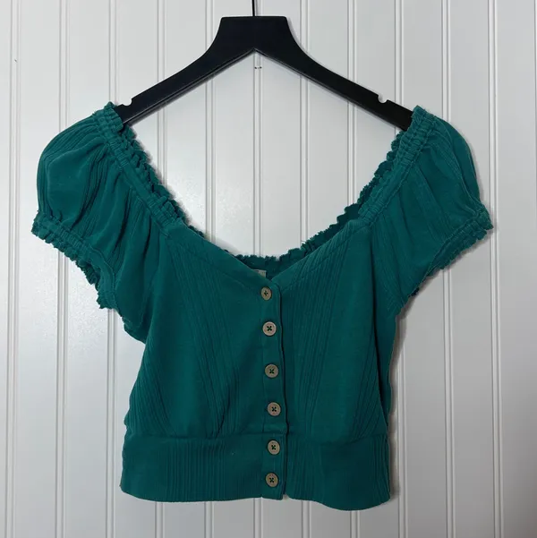 Free People We The Free Button Down Crop Top Size Small - Image 3