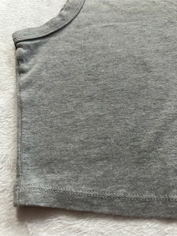 Gray Crop Tank Top Gray Size Medium Sleeveless Cropped Basic USA Strong - Image 5