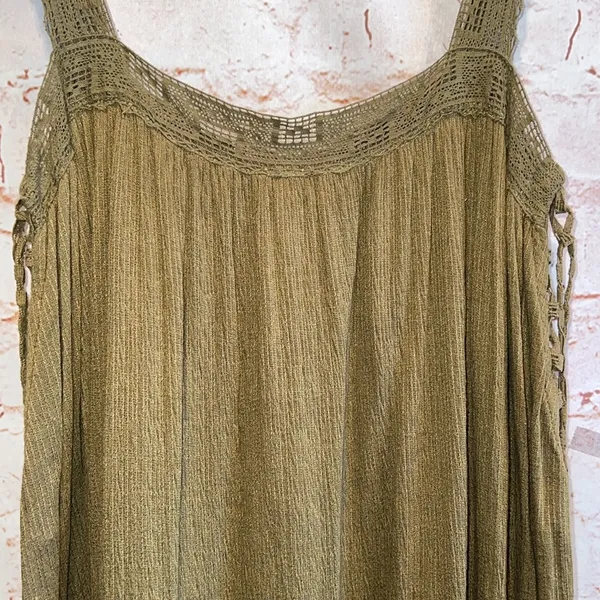 Free People Sweet Thing Tunic Mini Dress Lace-Up Side Ties Moss Medium green - Image 5