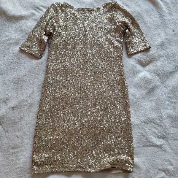 Abercrombie & Fitch Gold Sequin Bodycon Mini Dress Medium NWT - Image 11