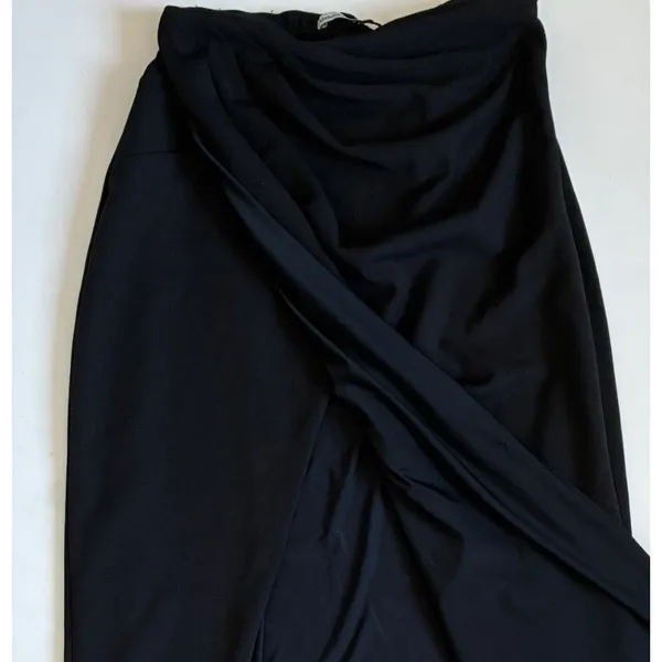Abercrombie & Fitch‎ Black Draped Wrap Midi Skirt XS Elastic Waist Lined Stretch - Image 10