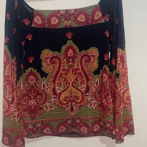 Off the shoulder bohemian Paisley grunge dark fairy sheer‎ sleeves size Medium - Image 6