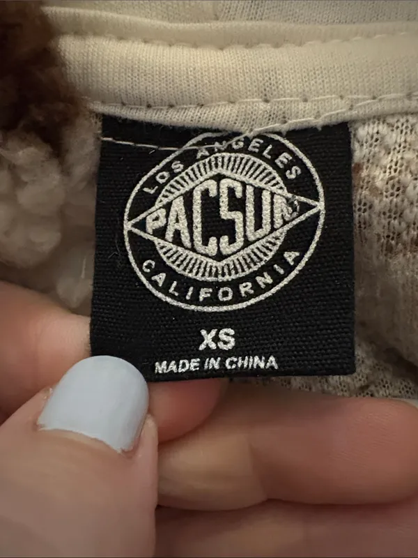PacSun Yin Yang All-Over Print Sherpa Fleece Hoodie Jacket, XS - Image 4