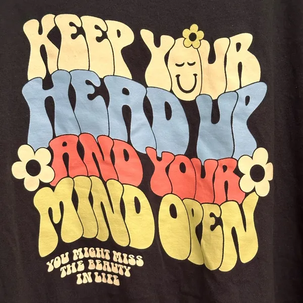 45A. PacSun PS / LA Keep Your Head Up Oversized Black Graphic T-Shirt - Image 2
