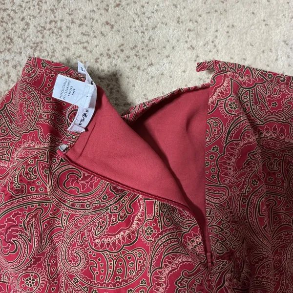 Josephine Chaus Bohemian Red‎ Paisley 100% Silk Maxi Skirt Sz 4 Vintage Style - Image 8