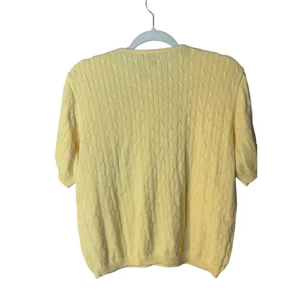 Pendleton Women’s Yellow Cable‎ Knit Short Sleeve Sweater size LP - Image 5