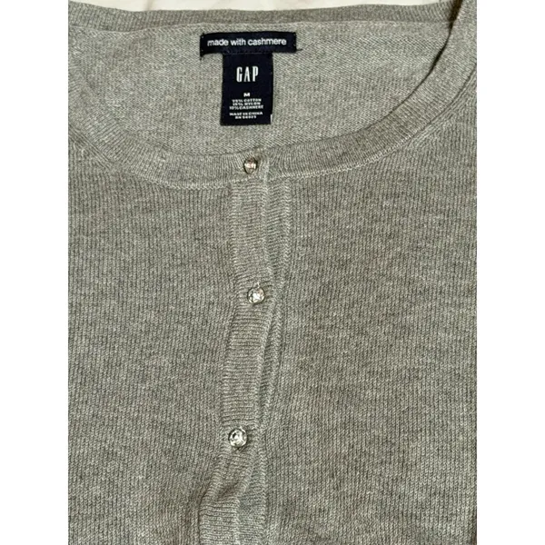 Gap Women‎ Knit Sweater Women Gray Cardigan Button Up Cashmere Blend A1-0033 - Image 3