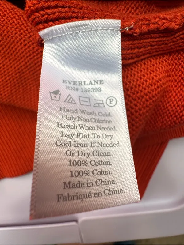 Everlane Red Cotton Crewneck Sweater Size‎ Medium - Image 4