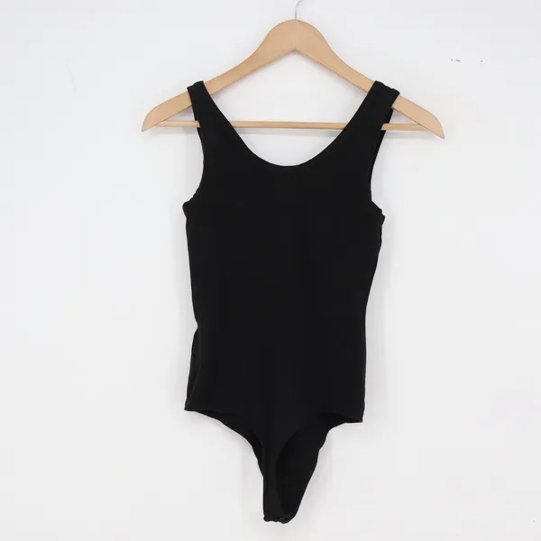 Ambitionist Bodysuit Womens S Scoop Neck Black Ribbed Sleeveless Excellent - Image 4