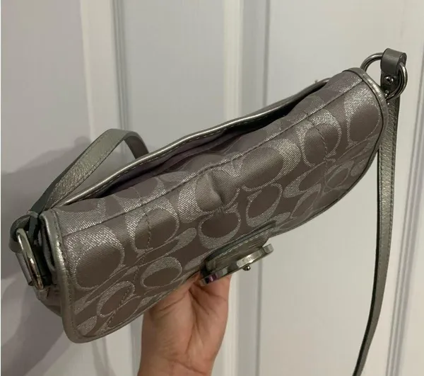 COACH Gray Silver Signature Canvas Crossbody - Image 8