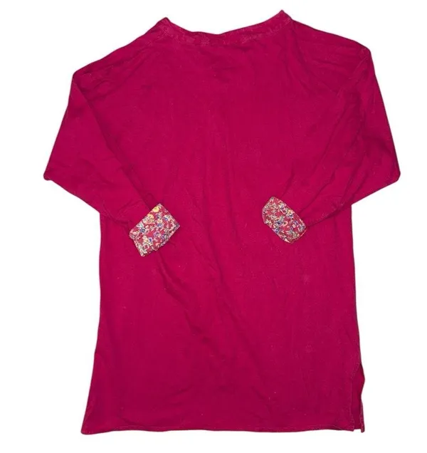 Victoria’s Secret gold label magenta pink floral lined print Henley women’s M/L - Image 2