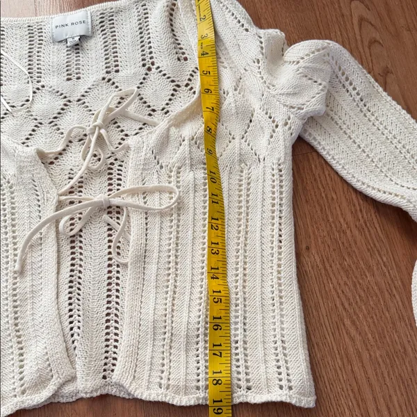 Pink Rose Cream Knit Cardigan - Image 6