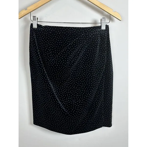 Theory Pleat Wrap Skirt Women 0 Black White Dot Velvet J0904301 Holiday - Image 3
