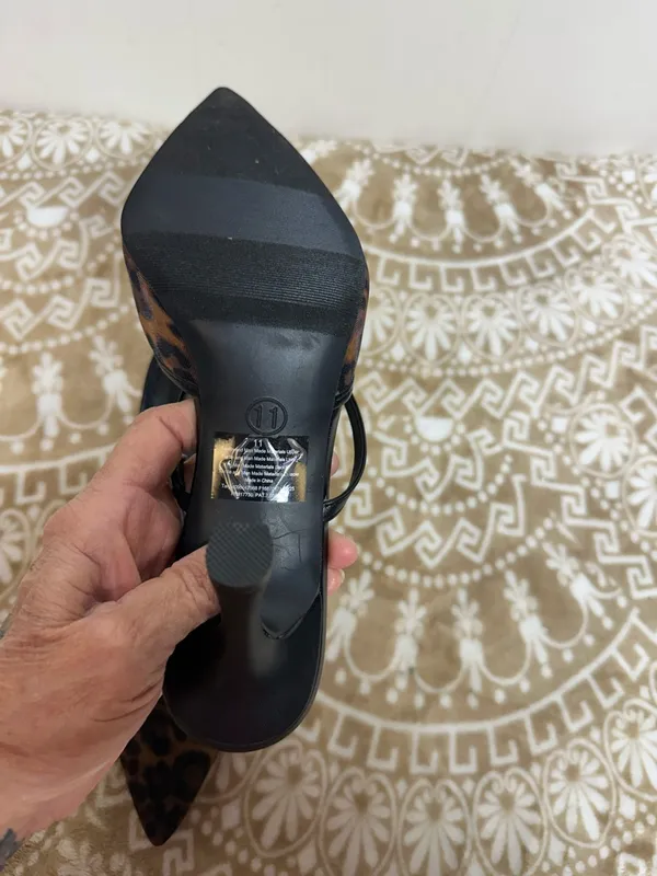 a new day Leopard Pointed Toe Slingback Heels - Brown/Black - Image 6