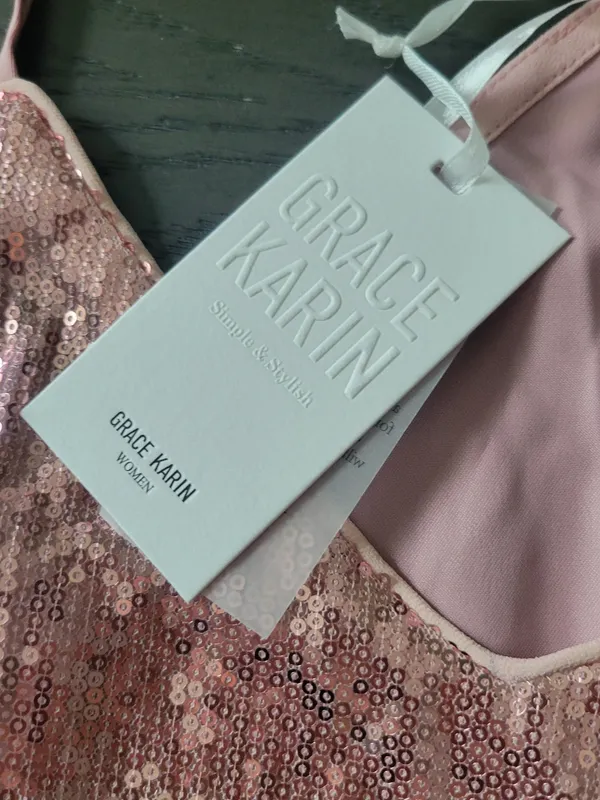 Grace Karin Nwt Pink Sequin Cami Top - Image 2