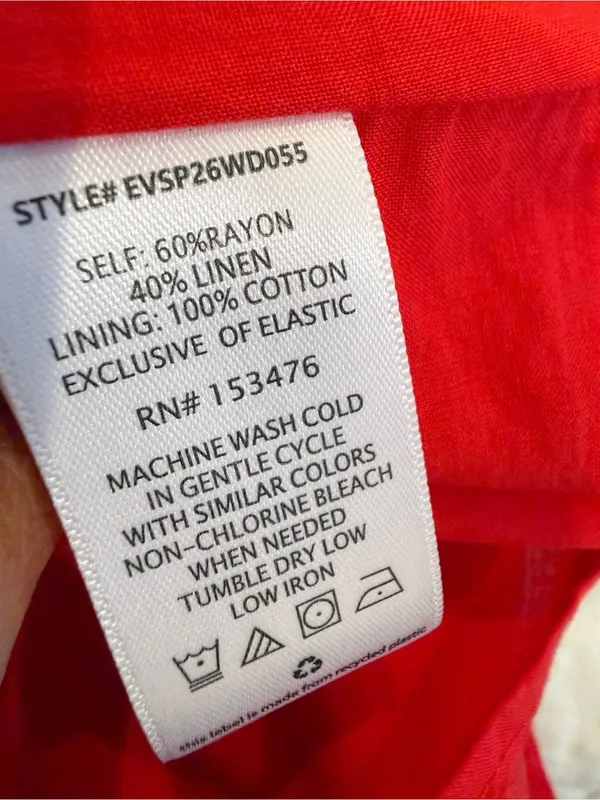 EVEREVE NWT Lillian Linen Shift Dress Breezy Button Front Mini Red - Image 6